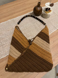 Boho Häkel-Tasche – Gestreift Braun