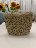 Häkel-Tote Bag Blumenmuster Creme
