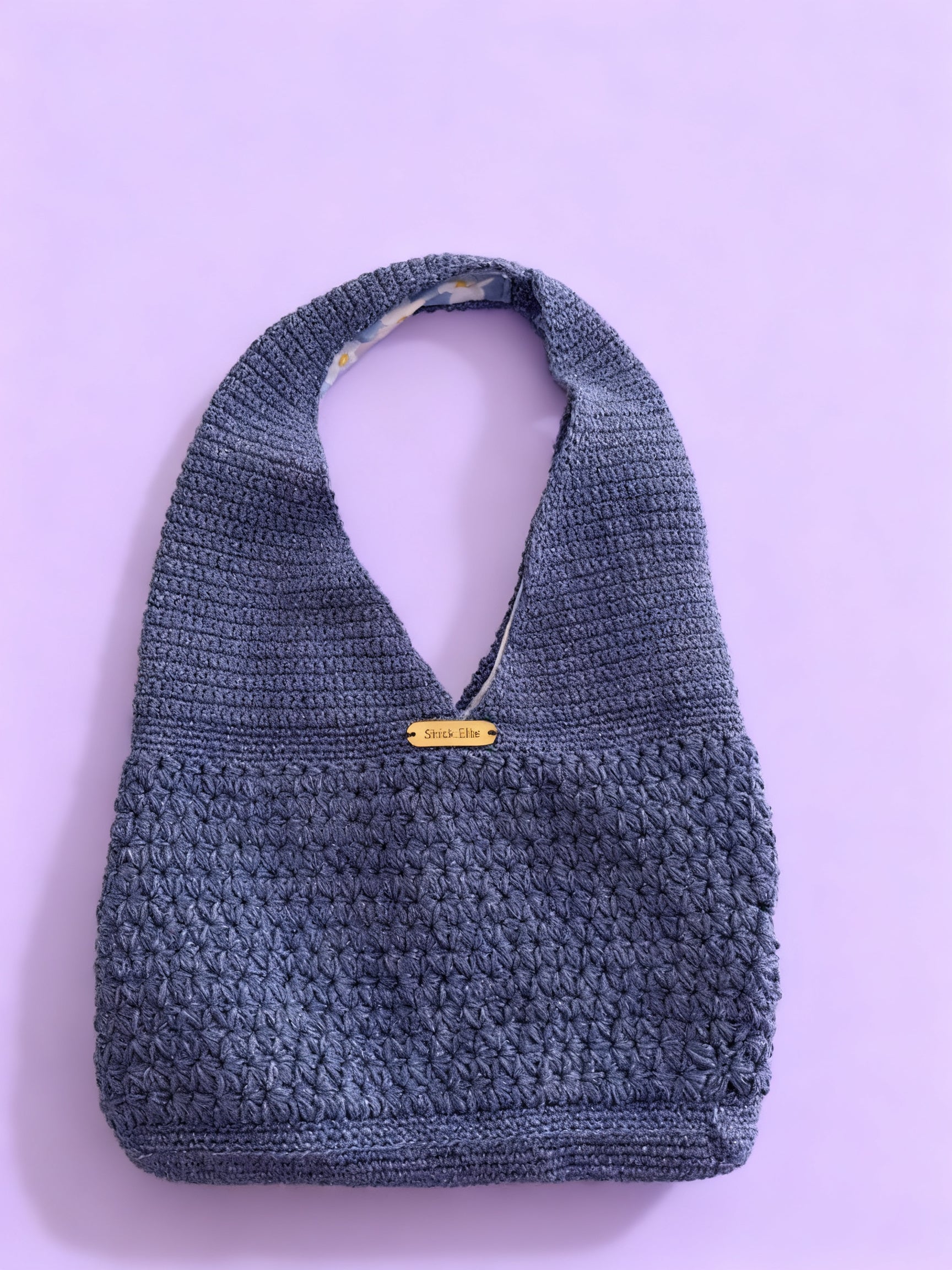 Blaue Häkel-Hobo Bag